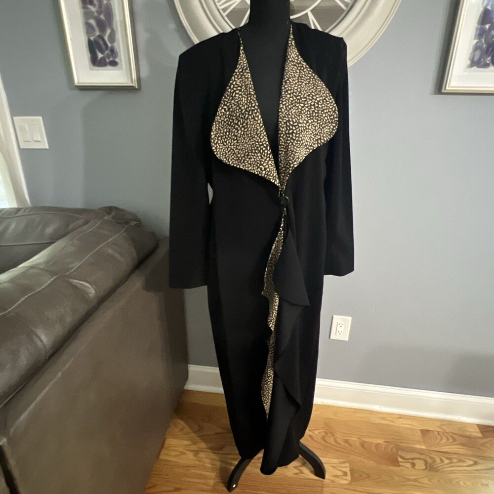 Design Today︱Black Blazer w/  Tan Print︱Large︱Vintage︱90's?
